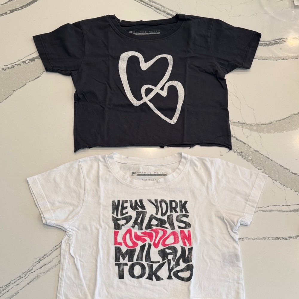 Prince Peter Collection Girls Cropped Graphic Tshirts sizes L and XL